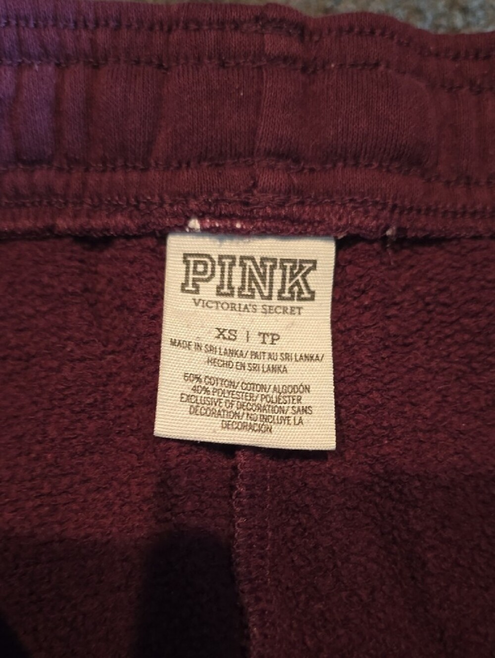 PINK Victoria's Secret Maroon Track Joggers with White Logo - Picture 3 of 6